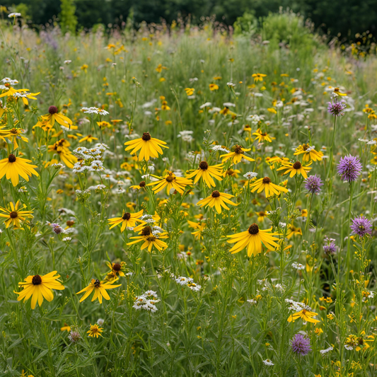 Mélange de fleurs et graminés indigènes